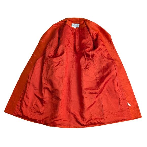 Vintage Tailored Raw Silk Dupioni Longline Blazer Jacket Women 8‎ Made in USA - Picture 3 of 8